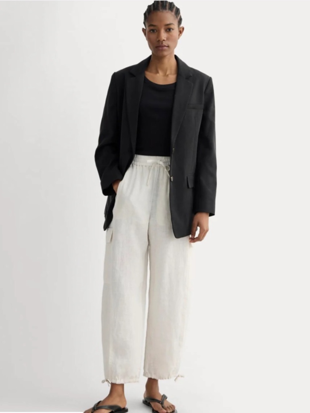 NWT Everlane Women's Cargo Curve Pant Linen in Natural Chambray, Size small